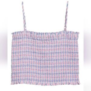 Stella Nova Women's Plaid Smocked Crop Top NWOT